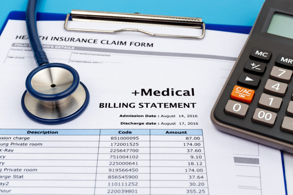 Medical bill and insurance claim form