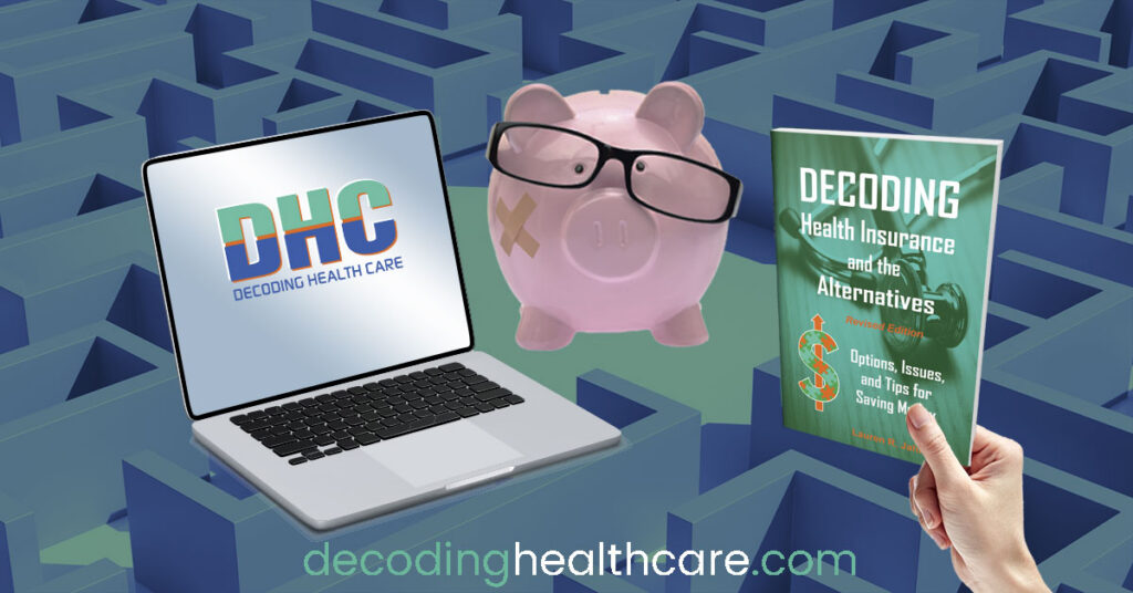 Piggy Bank in a maze learning health insurance literacy by following Decoding Health Care