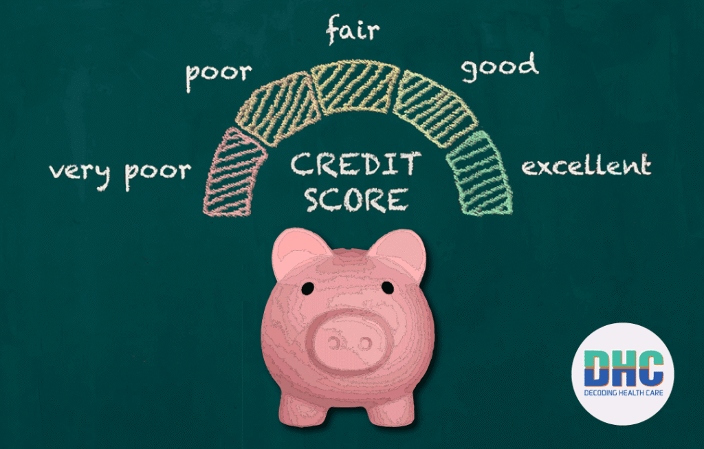 Image of a piggy bank standing in front of his credit score