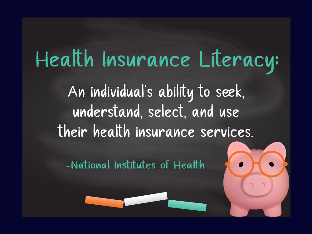 health insurance literacy defined on a chalkboard