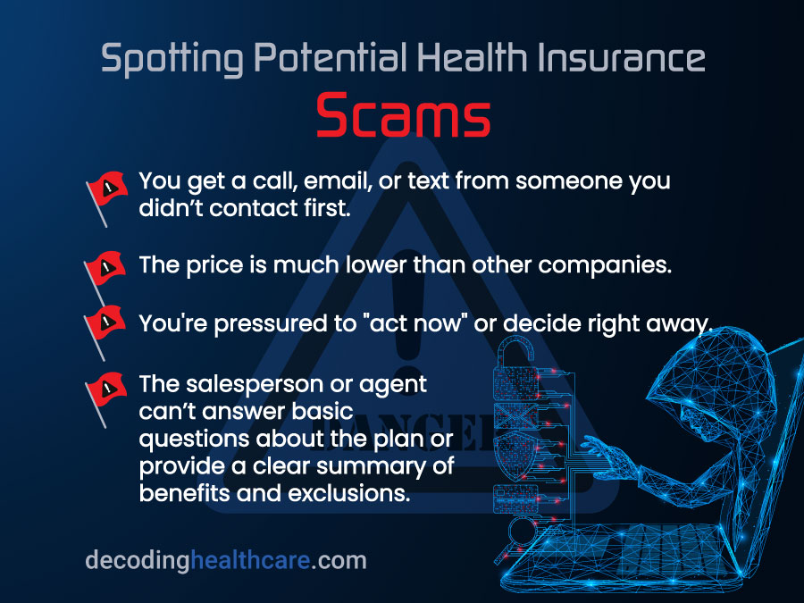 list of red flags for spotting potential health insurance scams when you compare health plans