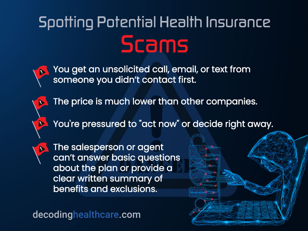 list of red flags for spotting potential health insurance scams when you compare health plans